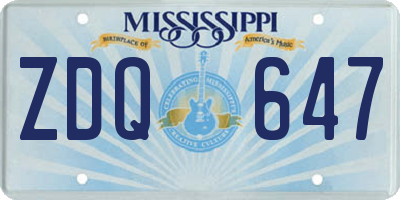 MS license plate ZDQ647