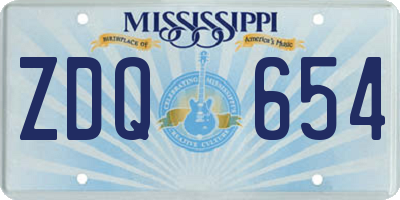 MS license plate ZDQ654