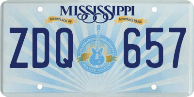 MS license plate ZDQ657