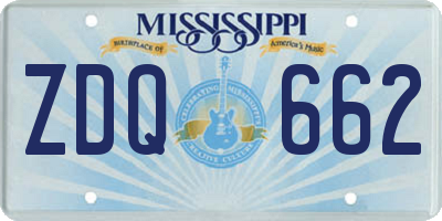 MS license plate ZDQ662