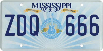 MS license plate ZDQ666
