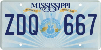 MS license plate ZDQ667