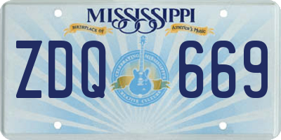 MS license plate ZDQ669