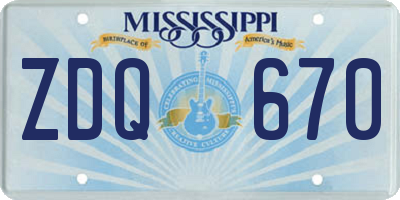 MS license plate ZDQ670