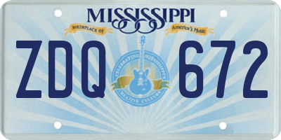 MS license plate ZDQ672