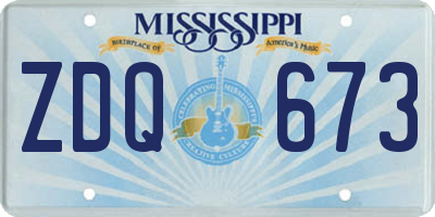 MS license plate ZDQ673