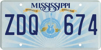 MS license plate ZDQ674