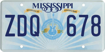 MS license plate ZDQ678
