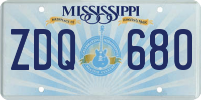 MS license plate ZDQ680