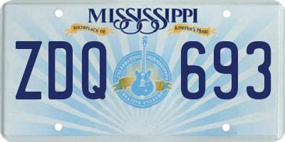 MS license plate ZDQ693