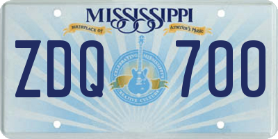 MS license plate ZDQ700