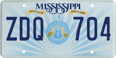 MS license plate ZDQ704