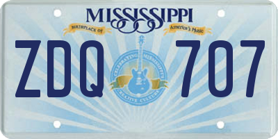 MS license plate ZDQ707