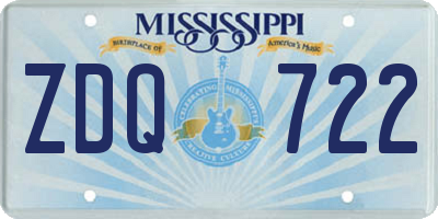 MS license plate ZDQ722
