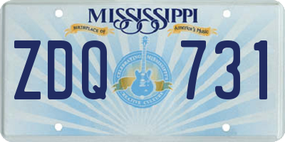 MS license plate ZDQ731