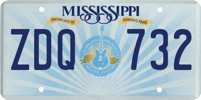 MS license plate ZDQ732