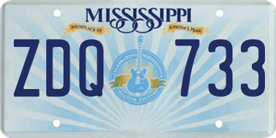 MS license plate ZDQ733