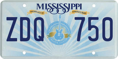 MS license plate ZDQ750