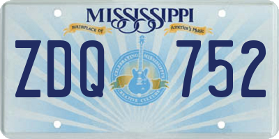 MS license plate ZDQ752