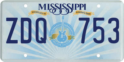 MS license plate ZDQ753