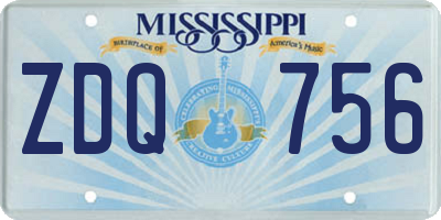 MS license plate ZDQ756