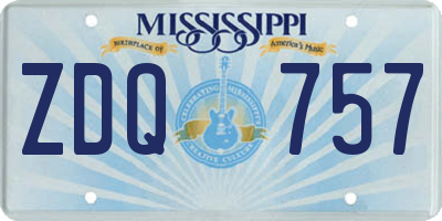 MS license plate ZDQ757