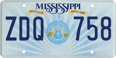 MS license plate ZDQ758