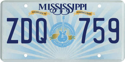MS license plate ZDQ759