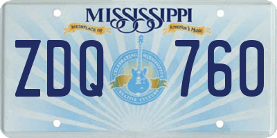 MS license plate ZDQ760