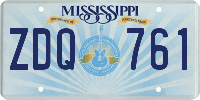 MS license plate ZDQ761