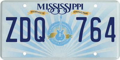 MS license plate ZDQ764