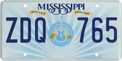 MS license plate ZDQ765