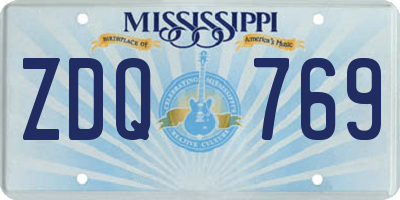 MS license plate ZDQ769
