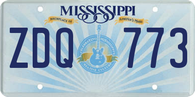 MS license plate ZDQ773
