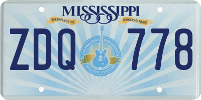 MS license plate ZDQ778