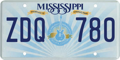 MS license plate ZDQ780