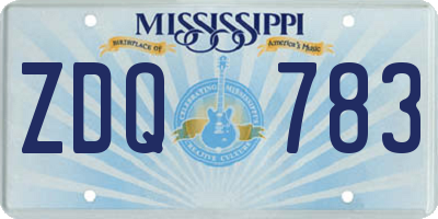 MS license plate ZDQ783