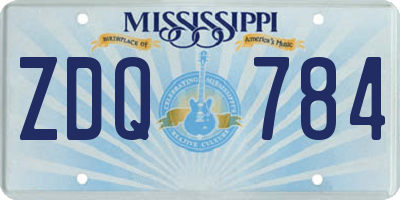 MS license plate ZDQ784