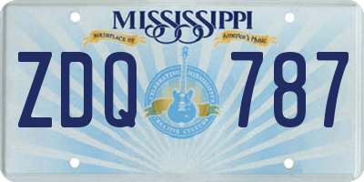 MS license plate ZDQ787