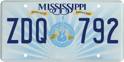 MS license plate ZDQ792