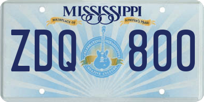 MS license plate ZDQ800
