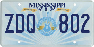 MS license plate ZDQ802
