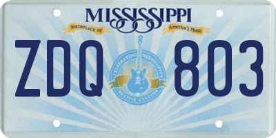 MS license plate ZDQ803
