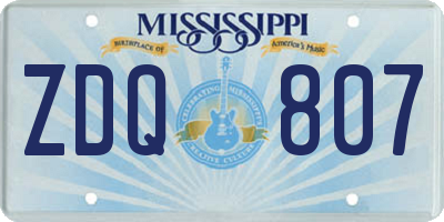 MS license plate ZDQ807