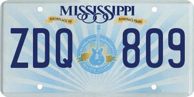 MS license plate ZDQ809