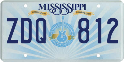 MS license plate ZDQ812