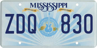 MS license plate ZDQ830