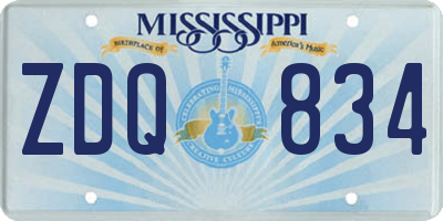 MS license plate ZDQ834