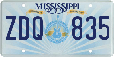 MS license plate ZDQ835