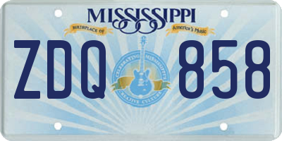 MS license plate ZDQ858